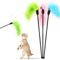 Small Size Funny Cat Stick Toy Interactive Teaser Solid Color Feather Bell Pet Cat Lovely and Simple Style