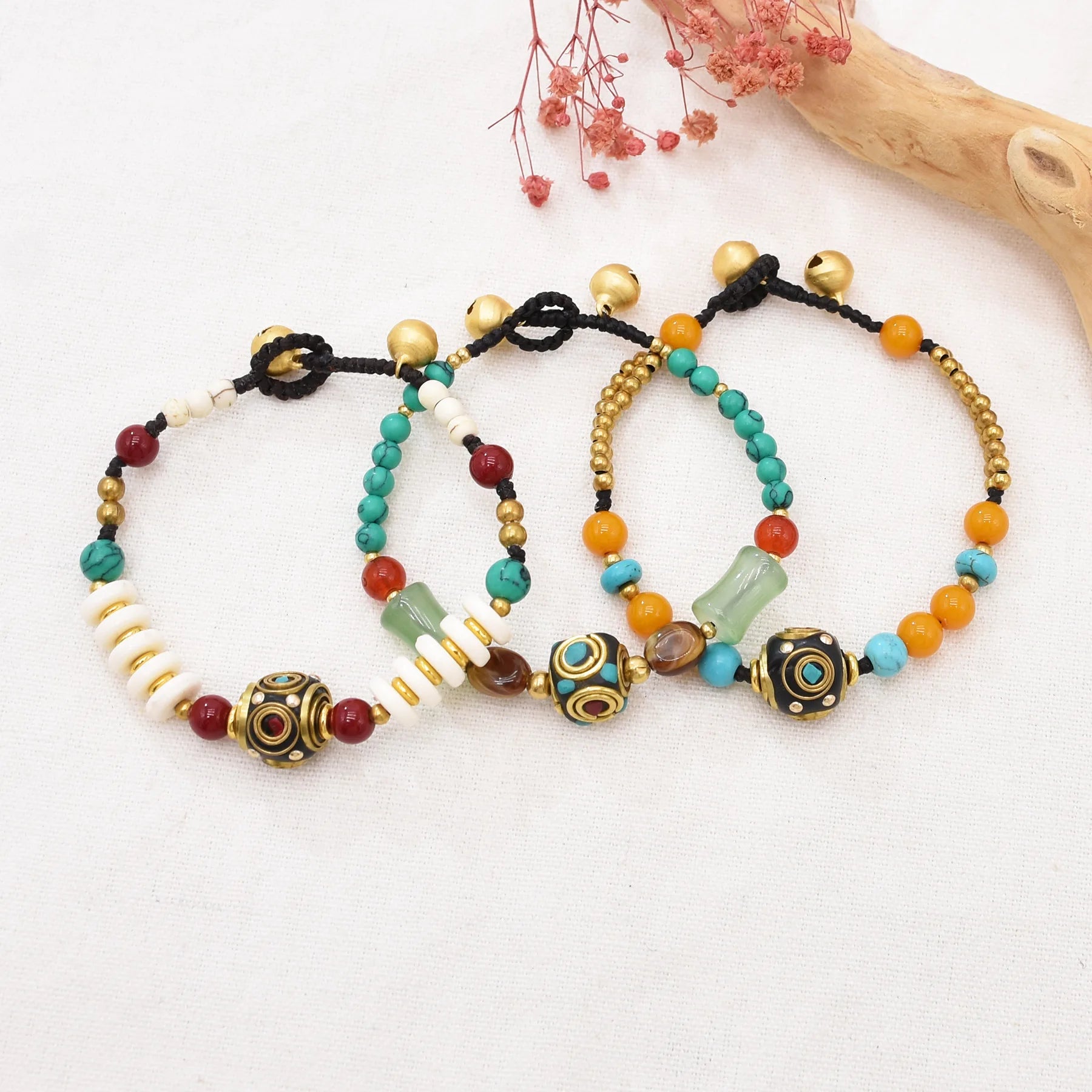 Bell Statement Rope Bracelets Ethnic Beads Women Bracelets Female Lady Hollow Bell Bracelet Vacation Travel Party Jewelry Gift