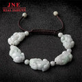 Natural Myanmar  Jadeite Ruyi Pixiu Bracelet Ice Jade Beads Hand Weaving Bracelet Women's Bracelet