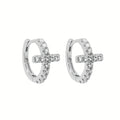 Rainbowking S925 INS Minimalist Diamond Earbone Buckle Cross O Hoop Earrings Gold and Silver Plated Sterling Silver Earrings