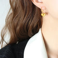 YAZKY Beautiful Girl 18K Gold Plated Stainless Steel Drop Earrings with Resin Heart Pendant Trendy Ear Buckle for Anniversary