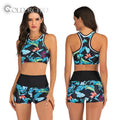 New Design Eco-Friendly Breathable High Waist Floral Print Polyester Beachwear Women Two Piece Swimsuit Set
