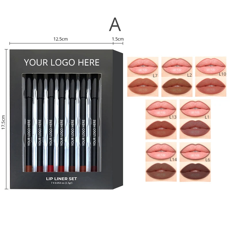 Custom Logo Vegan Creamy Brown Nude Wood Lip Liner Set Private Label Lipliner