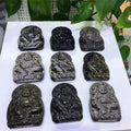 Crystal Pendant Natural Crystal Golden Obsidian Buddha Silver Obsidian Buddha Pendant for Decoration