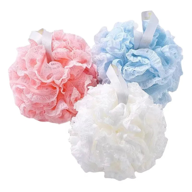 50G GRS Recycle PE Loofah Bath Sponge Ball Body Cleaning Exfoliating Bath Cleaning Brush Pumpkin Bath Pouf Wholesale