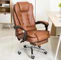 Hot Sell Brown PU Adjustable Height Boss Chair With Footrest Soft Massage Office Chairs
