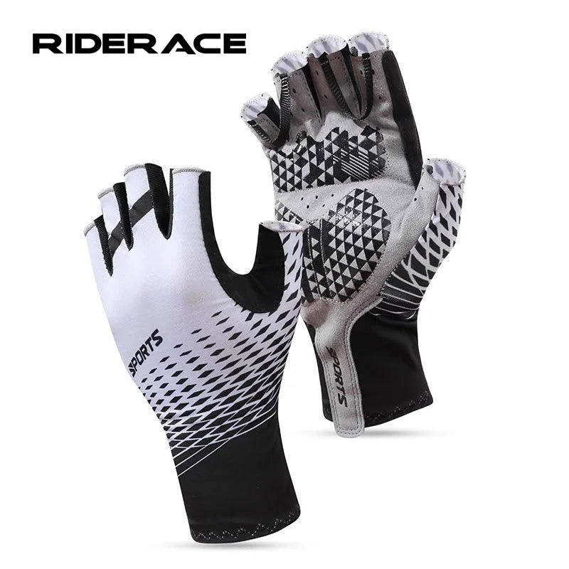 RIDERACE Cycling Sweat-absorbent Half Finger Gloves Men's Summer Sports Sunscreen Bicycle Gloves for Men MTB Road Bike Glove