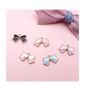 Metal Alloy Enamel Bow Bowknot Dangle Charm for DIY Bracelet Necklace Jewelry Making
