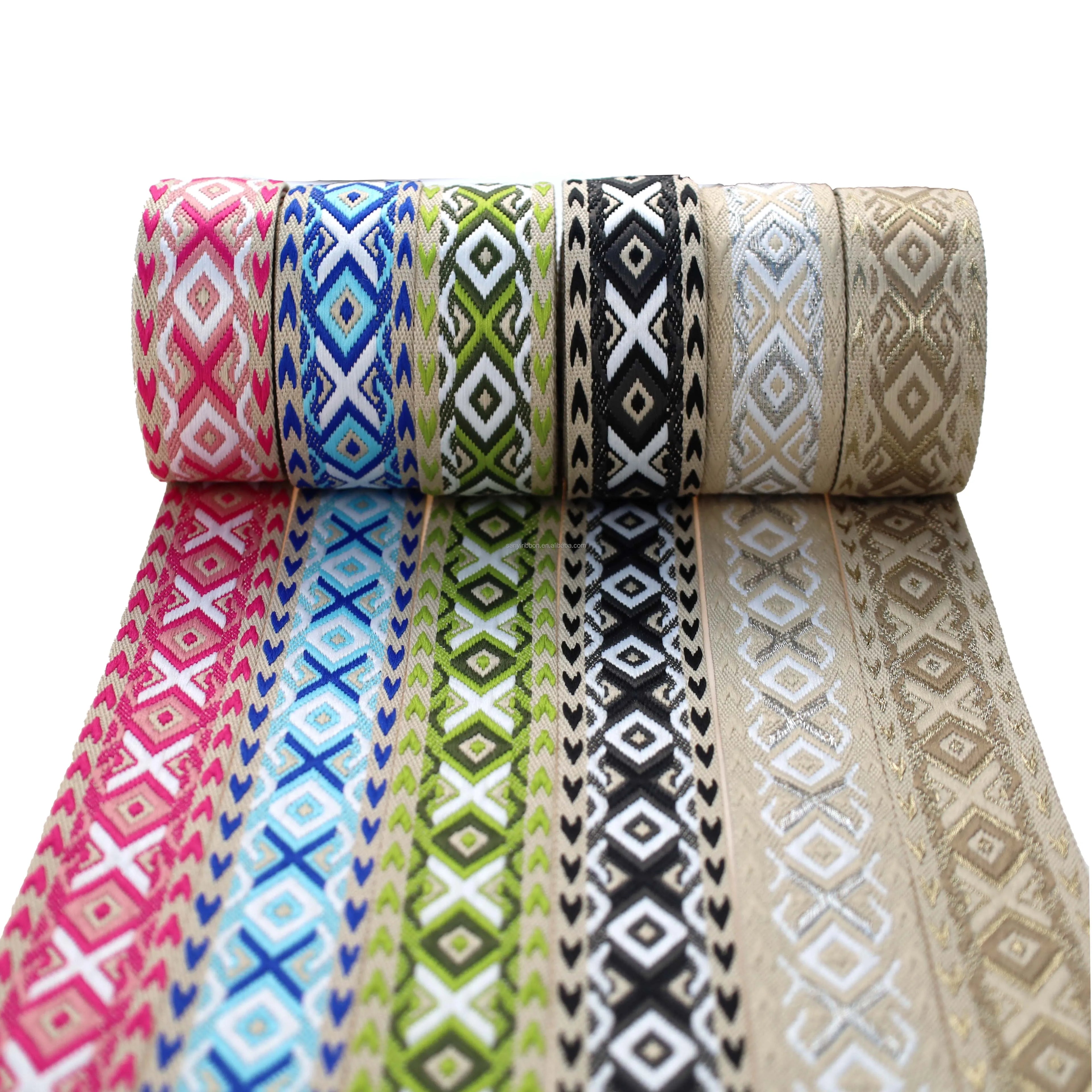 38mm Webbing Bag Shoulder Straps Custom Pattern Retro Pattern Jacquard Polyester Webbing Clothing Accessories Bag Webbing