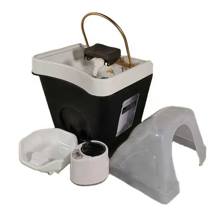 Professional Modern No Plumbing Portable Spa Salon Ceramic Waterfall Head Circulation Therapy Steamer Shampoo Bowl Water Tank