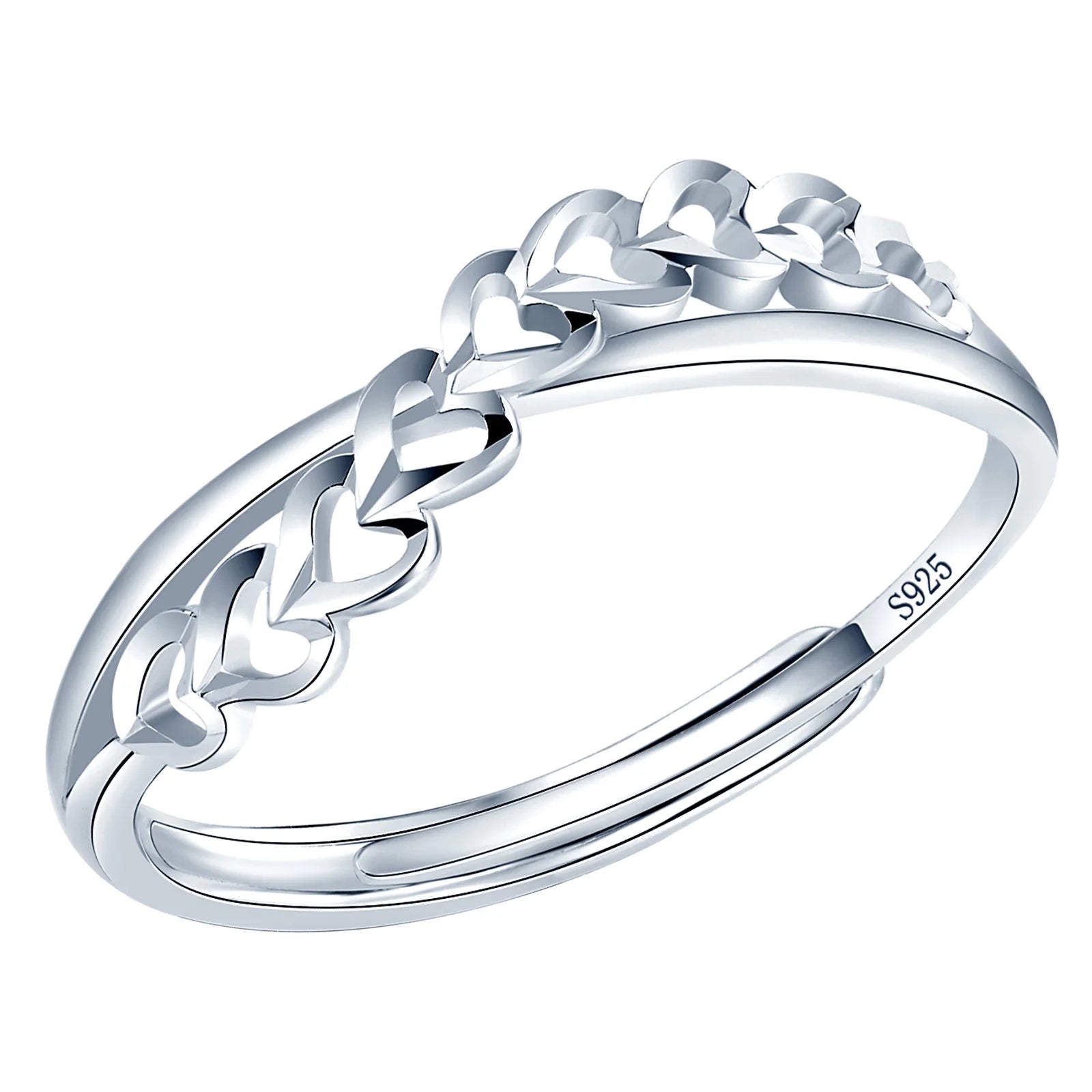 Personalised 925 Sterling Silver Clustered Heart Ring Classic Fashionable New Chinese Joyeria for Weddings Parties Adjustable