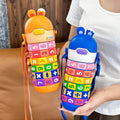 15oz Outdoor Stainless Steel Intelligent Cartoon Straw Water Bottle Leak Proof Insulated Vacuum Cute Water Bottle