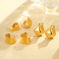 18k Gold Stainless Steel High Polished Modern Minimalist Jewelry Gold Hoop Earrings Non Tarnish