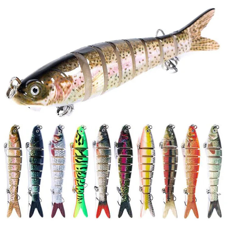 WEIHE 10cm 11.4g  8 Section Herring Fishing Lure 3D Eyes 8-Segment Lifelike Hard Crankbait Fishing Jointed Sections Swimbait