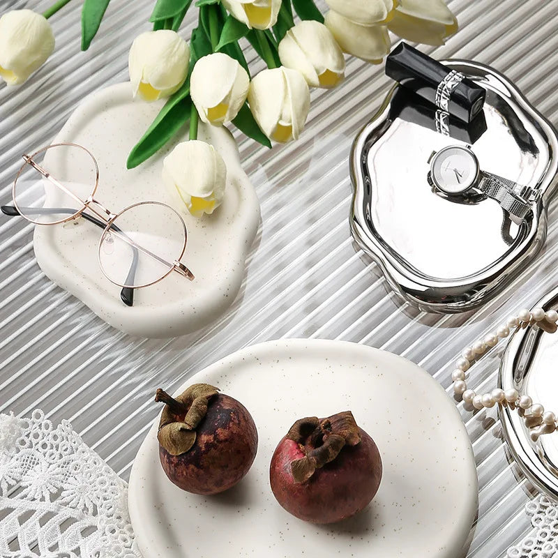 Simple Ceramic Tray Creative Cloud Plate Household Jewelry Storage Tray