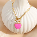 Stainless Steel Jewelry Custom Necklace Heart Enamel OT Buckle Pendant Necklace