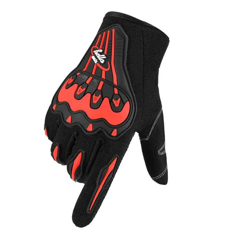 Adult Unisex Motorcycle Motocross Karts Cycling Full Finger Breathable Mesh Touchscreen Compatible Non-Slip Windproof Gloves