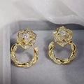 Huitan Custom Women's Delicate Flower Design Cubic Zircon Earrings for Wedding Engagement Luxury CZ Gold Plated Clip-on Earrings