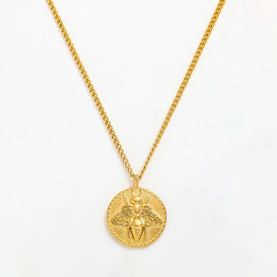 Joolim Jewelry 18K Gold Plated Cubic Bee Pendant Necklace Tarnish Free Stainless Steel Jewelry