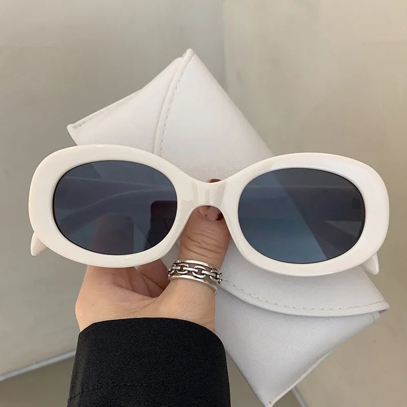 2025 Sunglasses New Oval Frame Sun Glasses Retro Small Frame Eyeglasses Y2K Street Photo Glasses Female