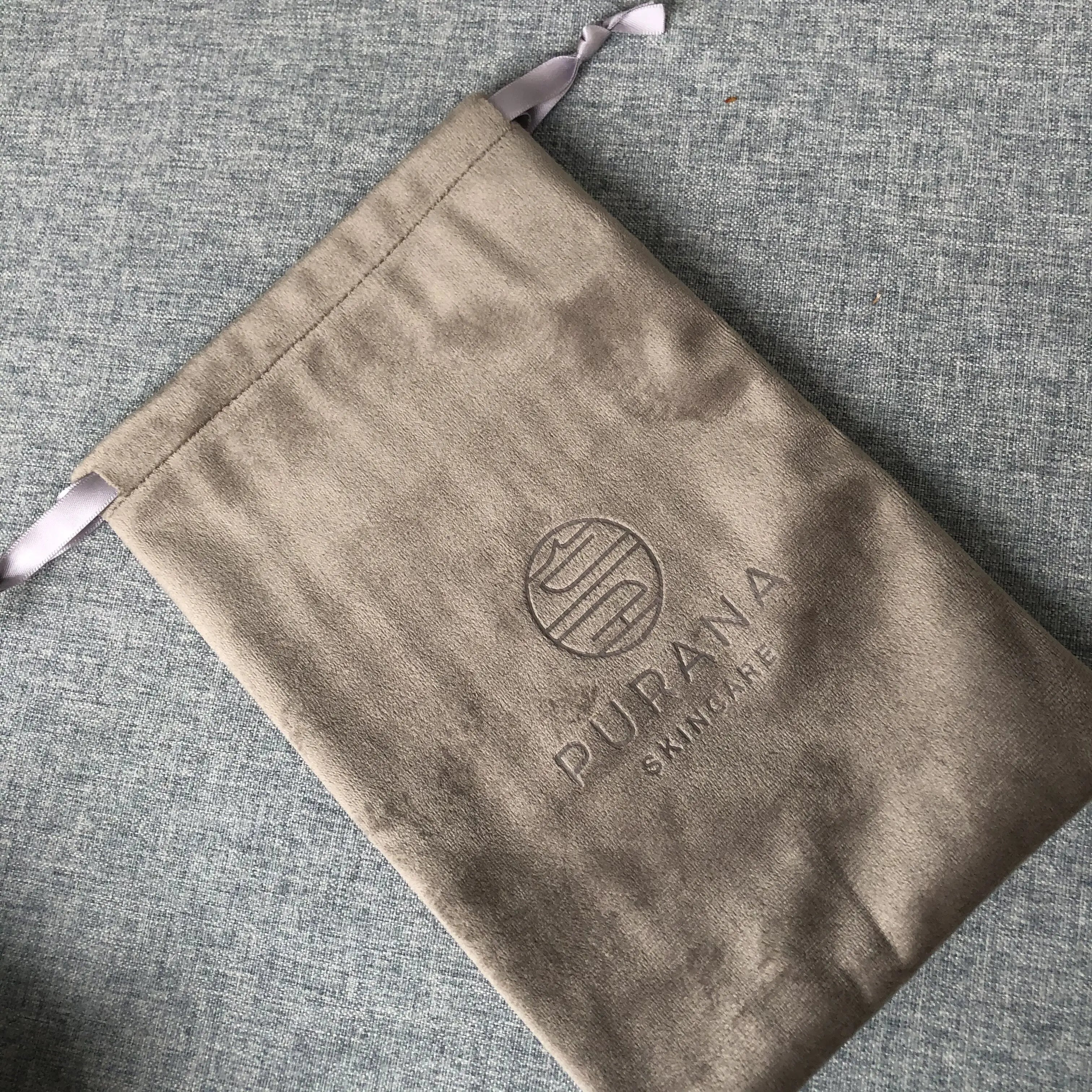Custom Logo Printing Velvet Drawstring Bag Soft Touch Cotton and Jute Material for Packaging Jewelry Shoes Perfume Recyclable