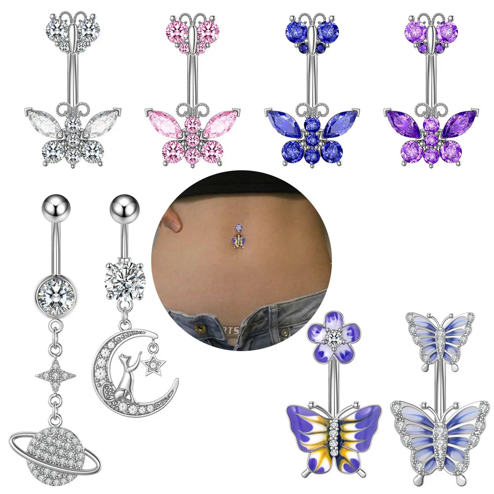 Gaby New butterfly Belly Ring Starfish Star Belly Piercing Red Belly Button Rings Fashion Jewelry Piercing Jewelry