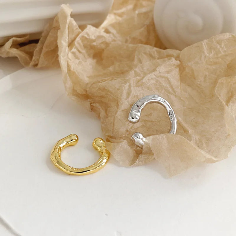New Fashion Unique Design 925 Sterling Silver Ear Cuff Non-pierced Simple Style Textured Earrings for Women EA499