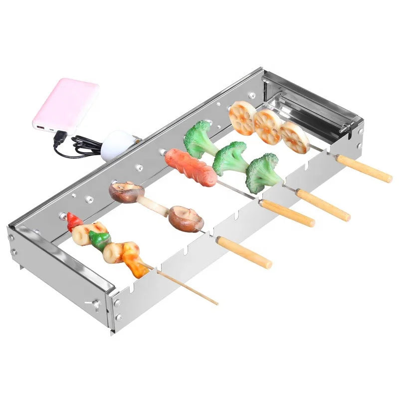 Commercial Barbecue Grill Charcoal BBQ Smoker Automatic Flip Hanging Skewer Rotated Machine