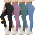 Women's Casual Breathable Fleece Lined Knitted Leggings Thermal High Waist Tummy Control Yoga Pants Autumn Slimming Workout
