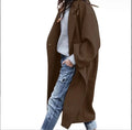 2023 Autumn/Winter European and American Women's Casual Long Coat Solid Color Warm Woolen Coat