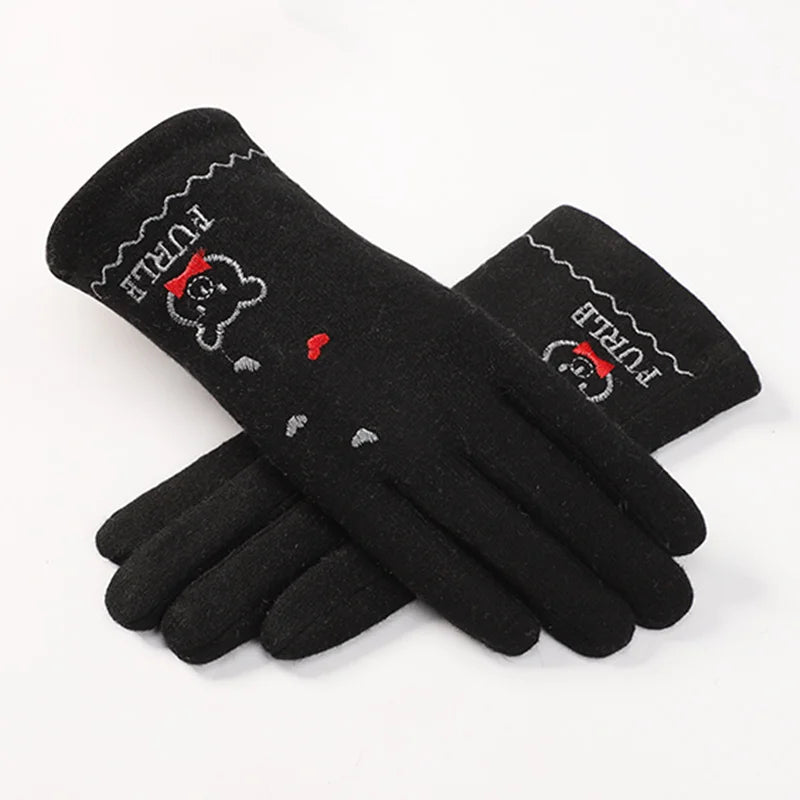 Custom Embroidery logo Touch Girls Outdoor Funny Warm Women Winter Bike Riding Gloves