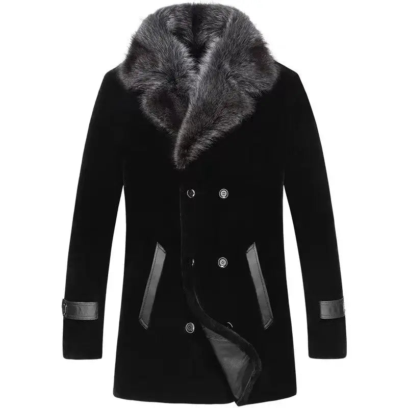 Wholesale Natural Sheep Fur Coat Custom Winter Warm Long Fur Coat Classic Style Luxury Mens Fur Coats