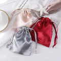 New Arrival Custom Brand Logo Printing Soft Satin Silk Pouch Drawstring Storage Bag with Knit Technique for Jewelry Gift