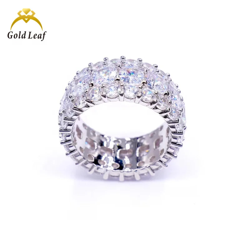 Goldleaf Hip Hop Jewelry Luxury 925 Sterling Silver Band Ring Iced Out IGI Lab Grown Diamond Fashion Men Eternity Band Ring