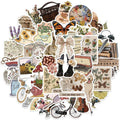 50pcs Cute Vintage PVC Vinyl Stickers Waterproof Retro Kids Stickers for Water Bottle Laptop Skateboard Phone