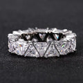 Trendy Full Triangular Copper Silver Plated Fashion Tennis Finger Ring Band Jewelry Women Gift