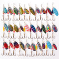 Metal Composite Sequin Pike Trout Fish Bait 30 Types Artificial Spinner Fishing Lure Set With Treble Hook