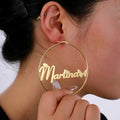 Customized Name Hoop Earrings Stainless Steel 18K Gold Plated Fashion Handmade Women's Minimalist Jewelry Daily Wear Mom's Gift