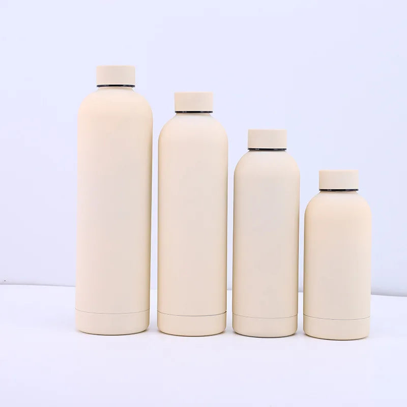 Custom Rubber Coating Small Mouth Stainless Steel Bicycle Rubber Coated Water Bottle with Lid