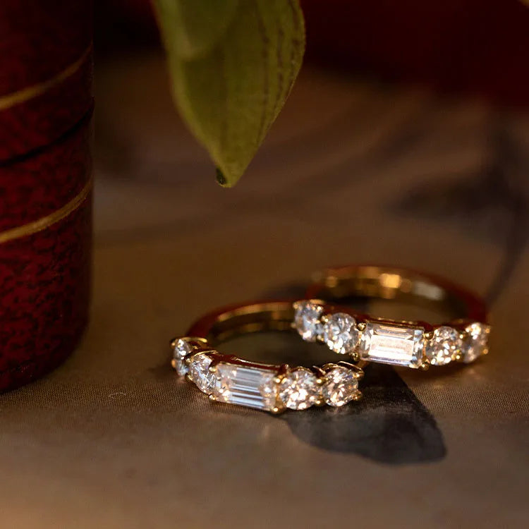 INS Fancy 18K Gold Plating Pure 925 Sterling Silver Shiny Luxury Zircon Hoop Stud Earrings for Women Girls