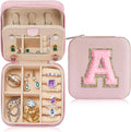 Luxury Double-Layer Small Earring Ring Necklace Jewelry Organizer Box Pu Leather Jewellery Travel Storage Case With Mirror