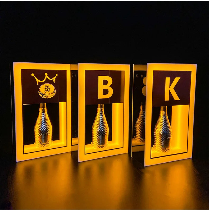 Factory Wholesale Single Acrylic Interchangeable Letter Board Sign Led Bottle Presenter VIP Bottle Display Glorifier Presenter