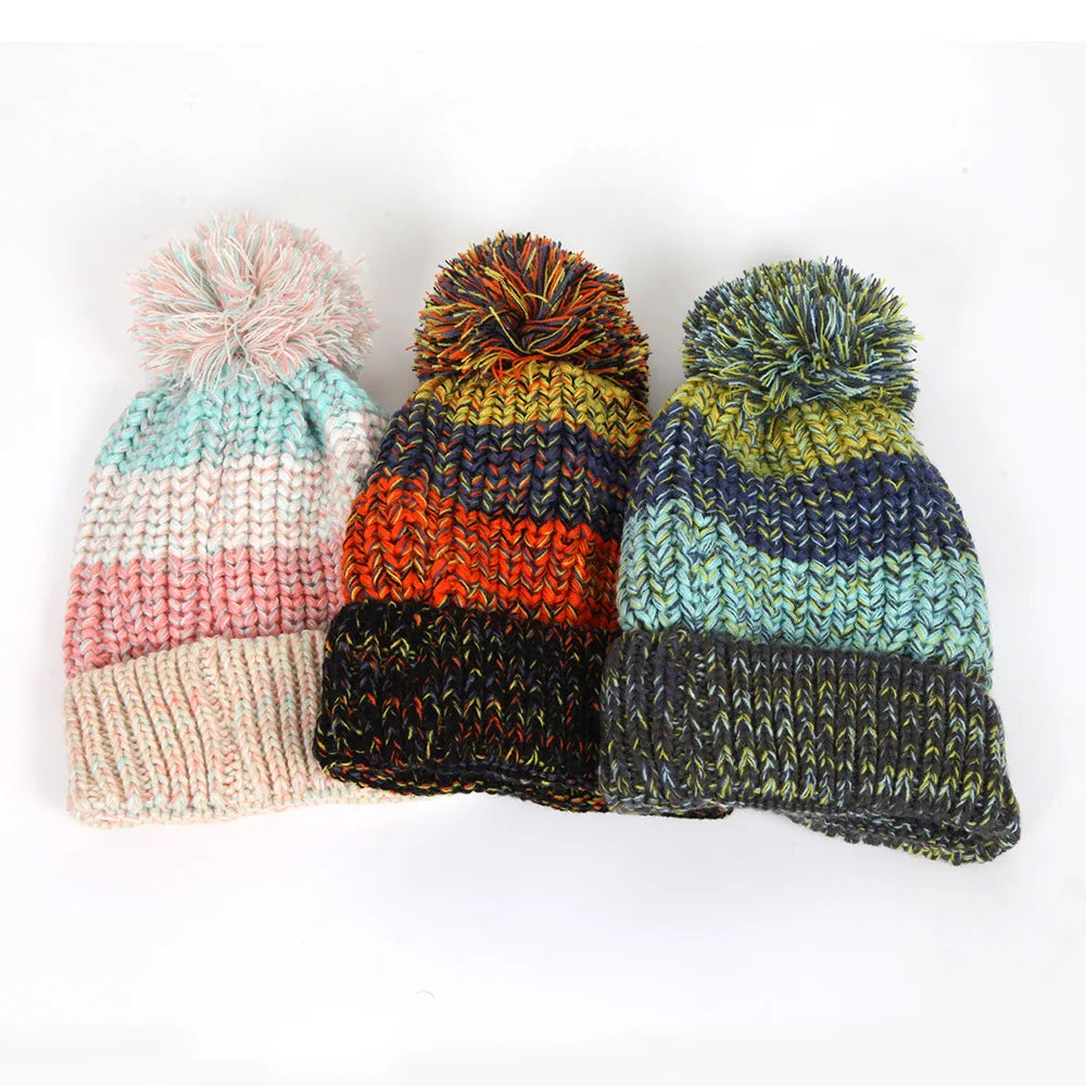 2026  Custom Logo Wool Knit Beanie - Pompom Embroidered Warm Stylish Hat for Outdoor Travel