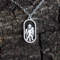 Sasquatch Bigfoot Charm Necklace with Link Chain Antique Silver Plated Alloy-Classic Anniversary Gift in the Mountain Design