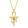 SC Religious Egypt Jewelry Gifts Women Men Gold Color Eye of Horus Ankh Necklaces Egyptian Ankh Cross Pendant Necklace