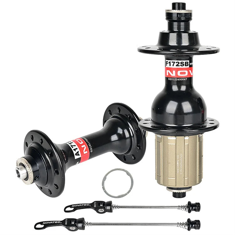 Novatec A171SB 12-Speed Road Bicycle Folding Hub Aluminum Alloy 20H Front & 24H Rear QR Disc 4 Bearing with 8-9-10-11-12 Speeds