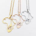 18K Gold Plated Africa With Giraffe Animals Charm Necklace Stainless Steel Africa Map Pendant Necklace African Jewelry