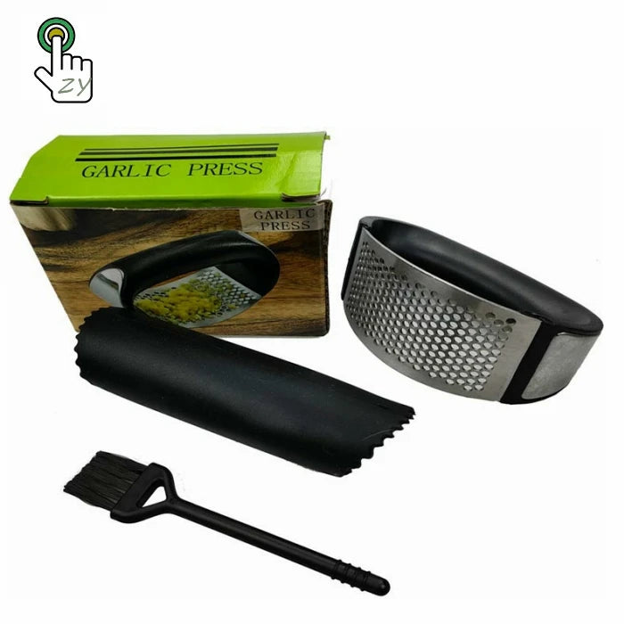 Zlovy HH23-003 Stainless Steel Rocker Garlic Mincer Crusher Press Manual Tool for Home Kitchen Use