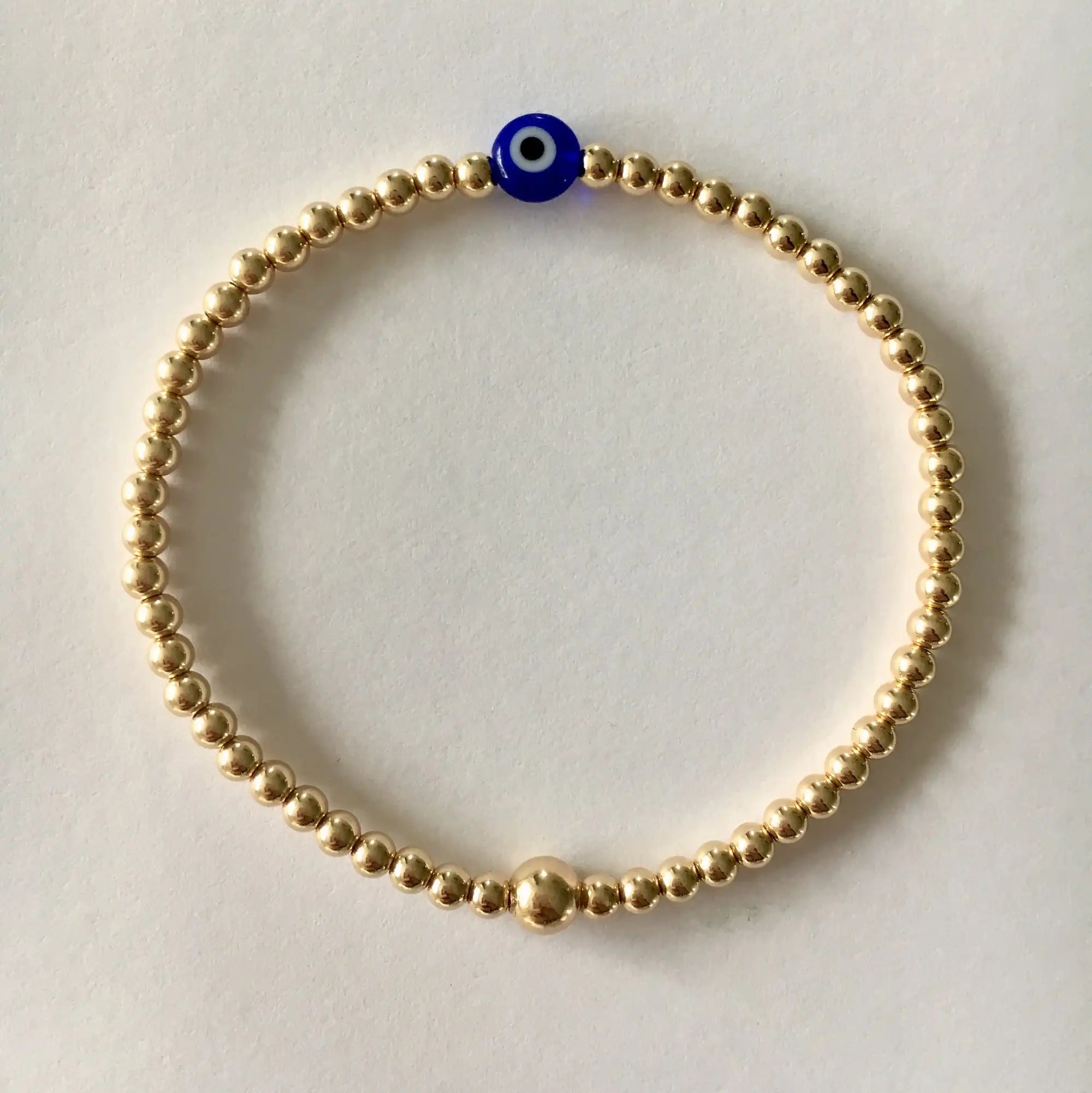 Inspire Stainless Steel Jewelry Cheap Stacking Bead Bracelet Gold Bead Elastic Bracelet With Evil Eyes Bracelet Wholesale Women