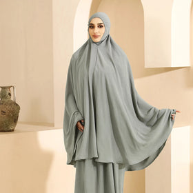 Yuxi New Style Conservative Abaya Set Drawstring Design Shawl Strap Long Skirt for Muslim Women
